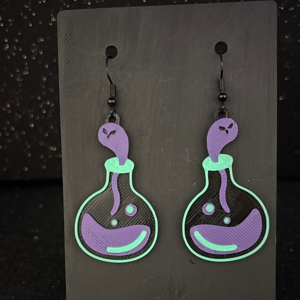 Glow in the Dark Potion Bottle Earrings 💜🧪 Magical Halloween Jewelry